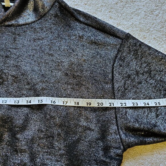 Anthropologie Pilcro Black Foil Metallic Hoodie Hooded Sweatshirt Women's Size M - Picture 10 of 11